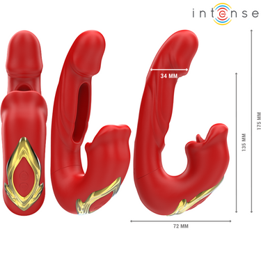 Vibratore Doppio Nathy con Stimolazione Bocca, Intense Rosso